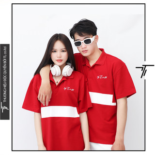 Áo polo nam nữ in logo TL thời trang màu đỏ - Áo polo unisex PT07