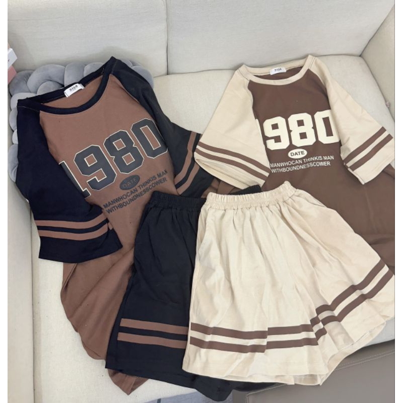Set bộ đùi nữ cổ tròn form rộng 1980 tay ráp lang,phối màu đẹp và tôn da.Phôm suông rộng thoải mái,hút mồ hôi 40-68kg