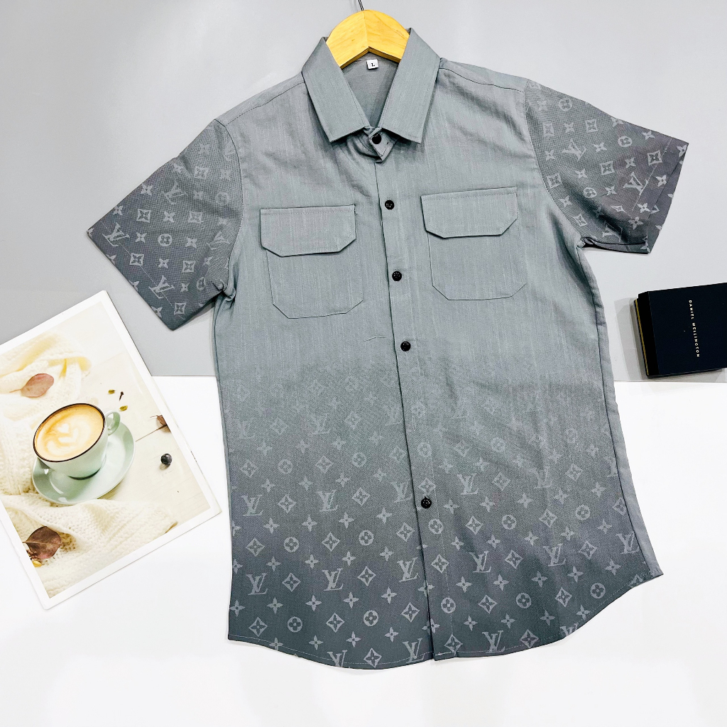 Áo sơ mi nam tay ngắn chất đũi thiết kế phối loang màu in họa tiết vải dày thoáng mát 3 màu mẫu mới TANBEO_FASHION | BigBuy360 - bigbuy360.vn