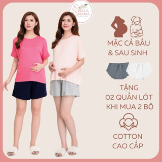 Bộ bầu mùa hè mặc nhà và sau sinh Đồ bộ bà bầu cotton siêu mềm thoáng mát