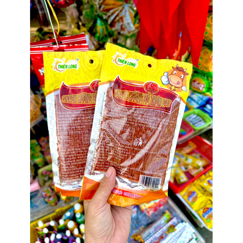 Bimbim, que cay,snack hương bò thơm cay, sườn bò