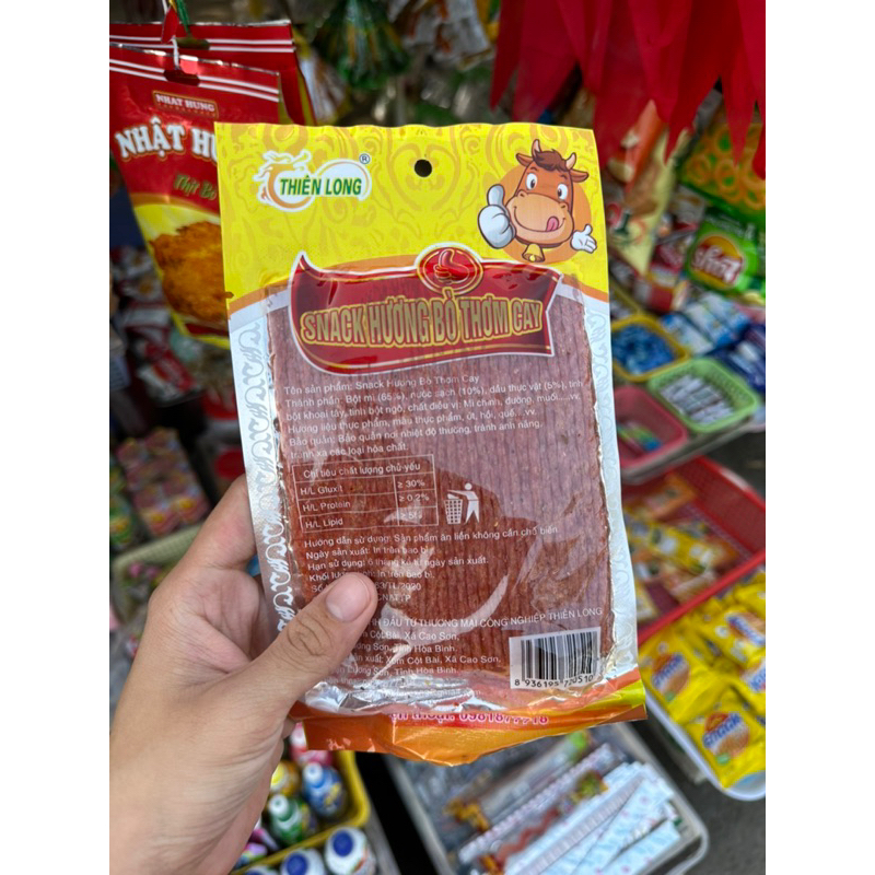 Bimbim, que cay,snack hương bò thơm cay, sườn bò