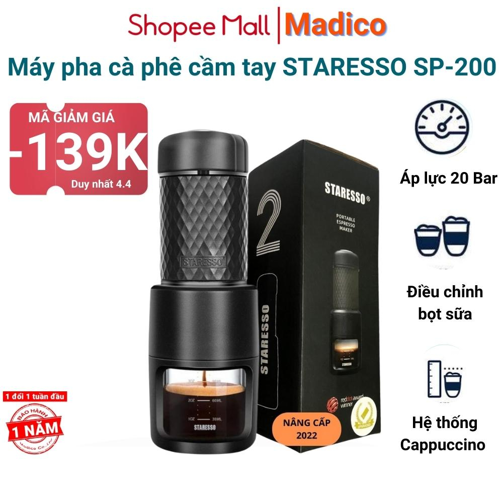 Máy pha cà phê cầm tay mini STARESSO SP-200 áp lực 20 bar - Bản mới nhất 2022 - BH 12 tháng - Madico