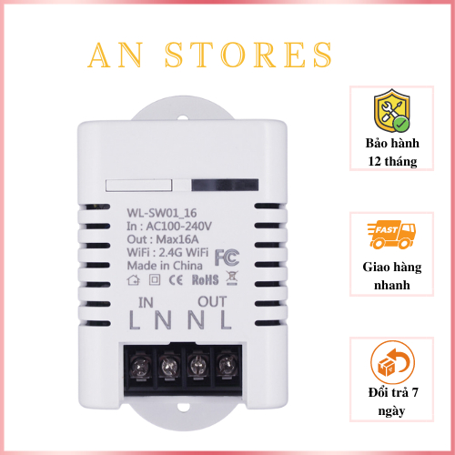 Công tắc bật tắt kết nối wifi điều khiển từ xa hẹn giờ máy bơm nước, tưới cây 10A, 16A