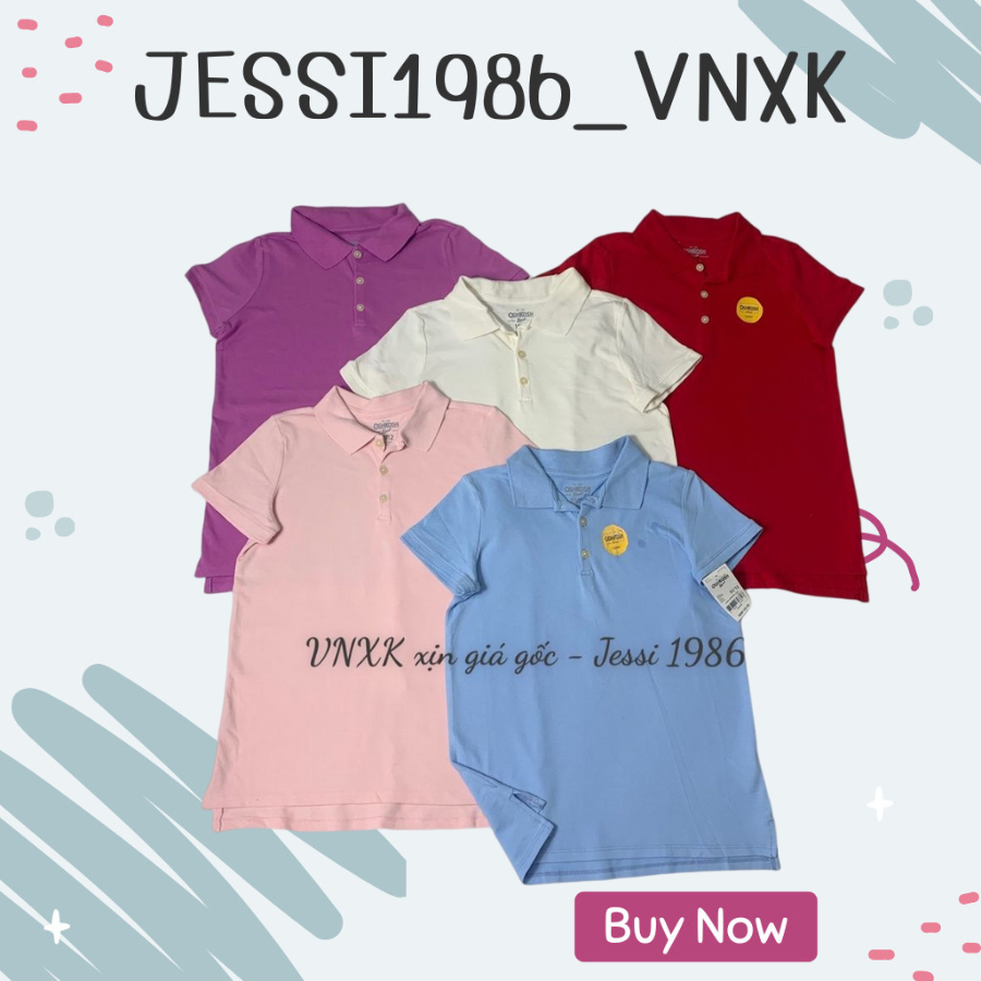 Set 2 Chiếc Áo Polo Sa Cá Catjack Bé Gái Chất Liệu Coton
