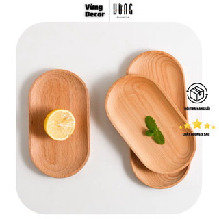 Khay gỗ đĩa gỗ vừng decor - khay gỗ đựng đồ ăn, bánh kẹo, gỗ tần bì màu sáng