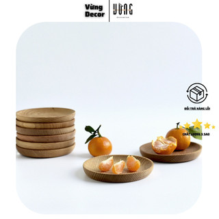Khay gỗ đĩa gỗ vừng decor - khay gỗ đựng đồ ăn, bánh kẹo, gỗ tần bì màu sáng - hàng vnxk .
