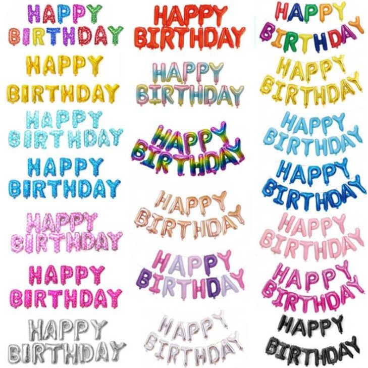 Set Bóng Chữ Happy Birthday Nhiều Màu Cao 40cm Trang Trí Tiệc Sinh Nhật