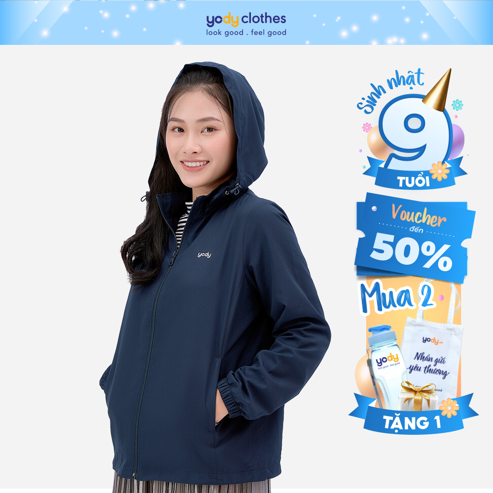 Áo khoác gió nữ YODY thông minh dễ gấp gọn cản gió, chống thấm, cản bụi AKN5042