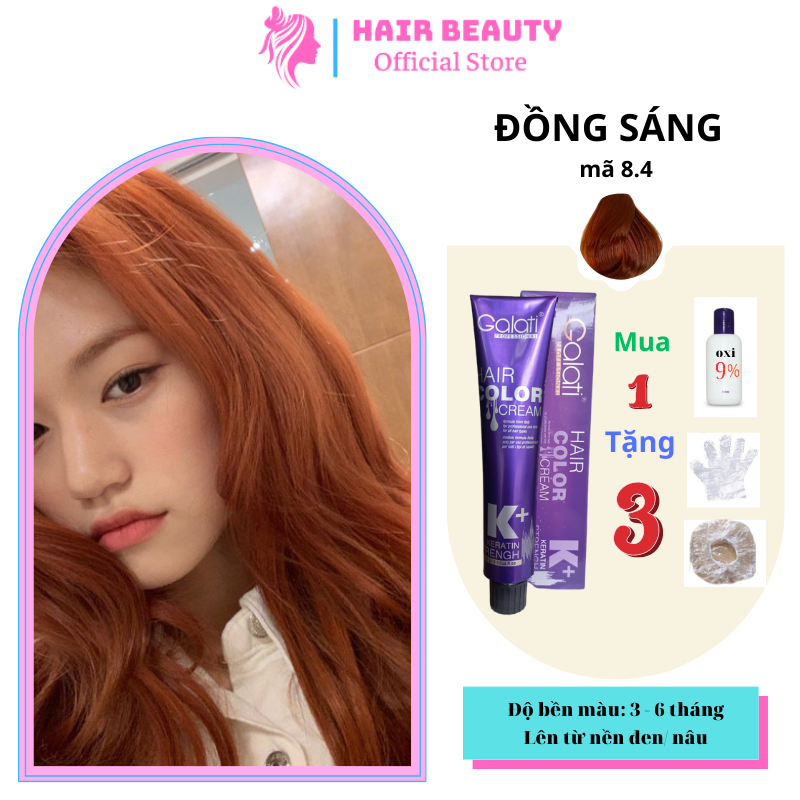 Thuốc nhuộm tóc GALATI màu Đồng Sáng mã 8.4 tuýp 100g, không cần tẩy, không khô tóc