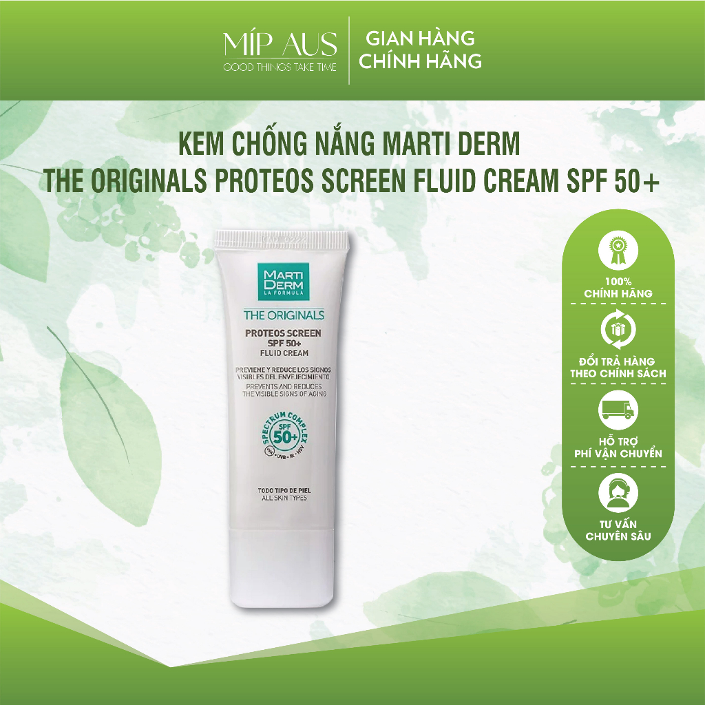 Kem Chống Nắng MartiDerm Phổ Rộng Toàn Diện - MartiDerm The Proteos Screen SPF50+ Cho Da Dầu, Mụn, Nám Và Tăng Sắc Tố