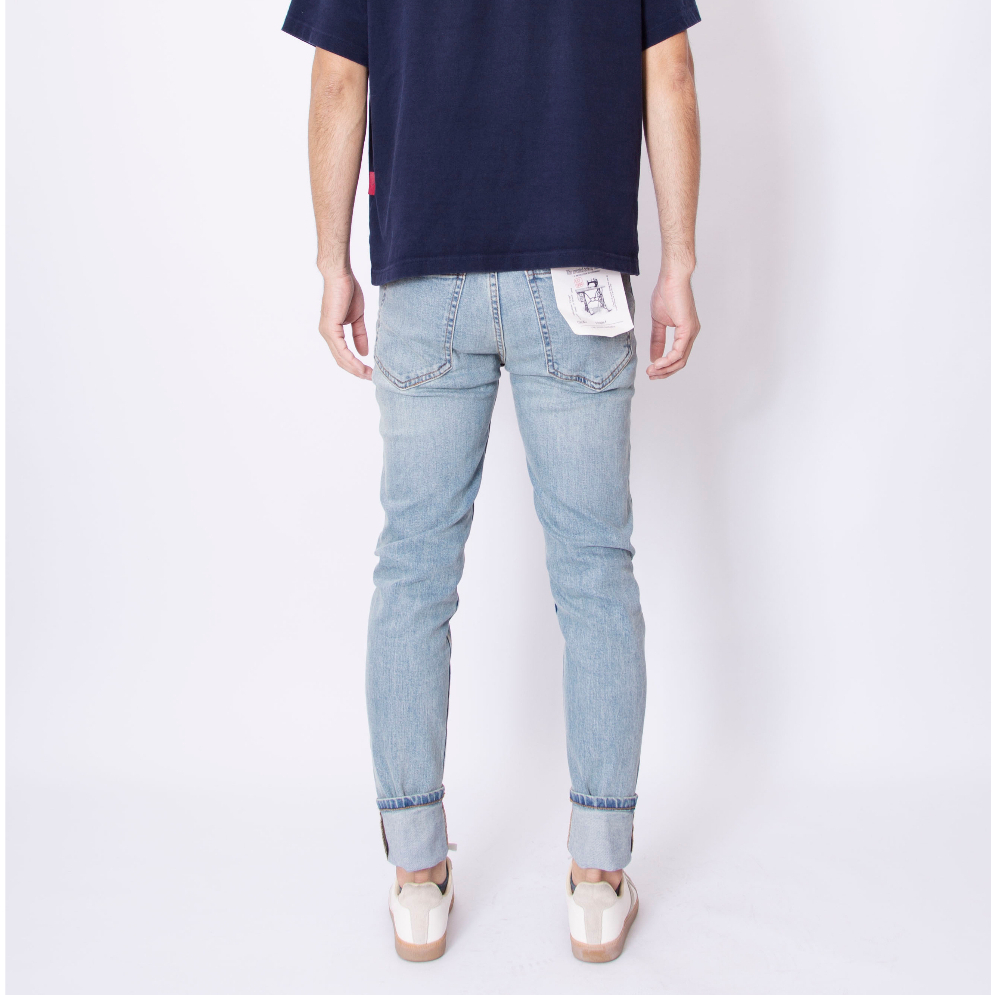 Quần jean nam LAB+ COTTONLAB quần bò nam màu xanh nhạt chất co dãn, from slimfit cao cấp S230201LAB