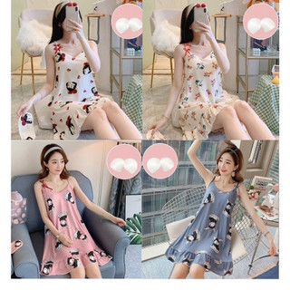   Tặng kèm bịt mắt   🌿 Váy ngủ 2 dây Có Đệm Ngực D001 nhiều họa tiết 🌿 Đồ mặc nhà  Đồ ngủ 