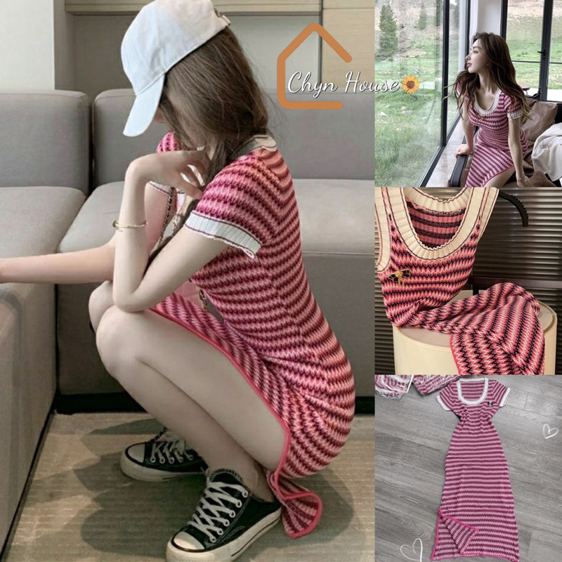 Đầm váy len dệt kim cao cấp tv Chyn House
