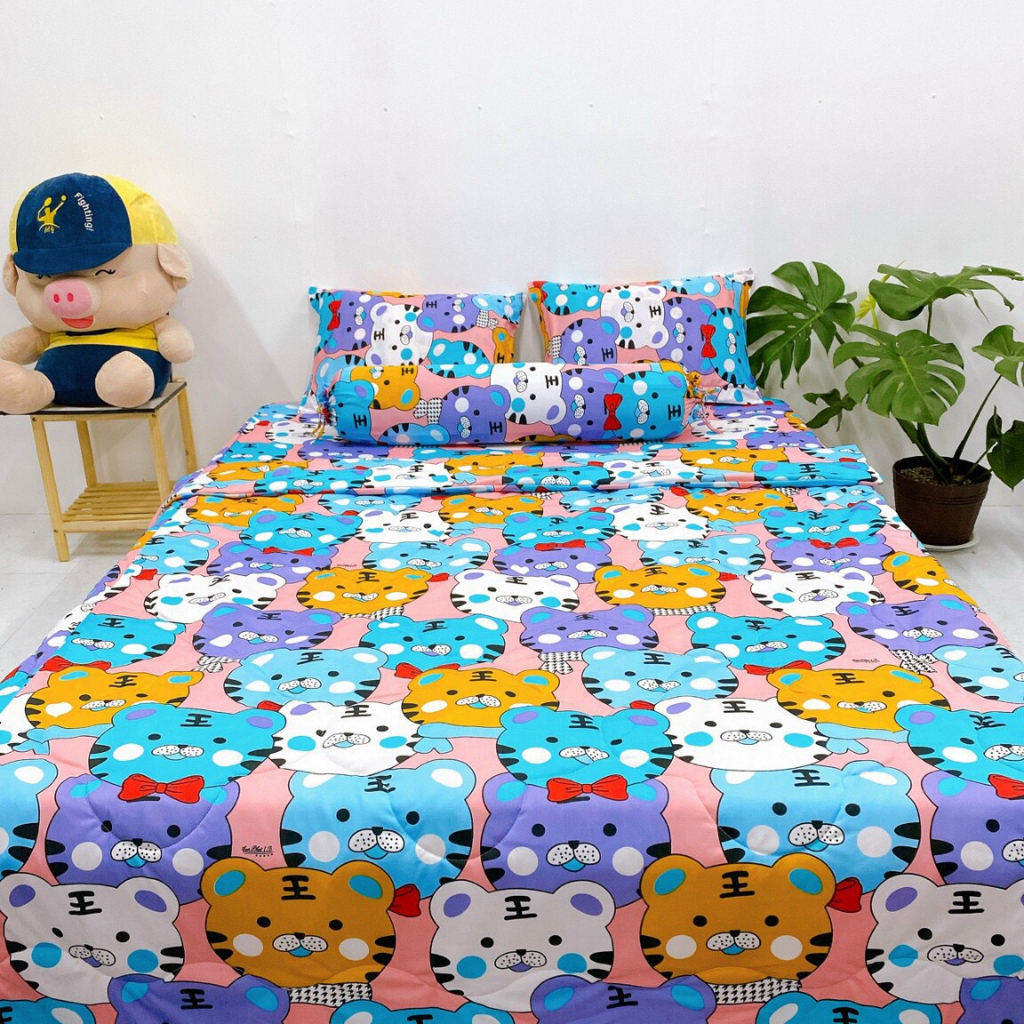 Bộ ga gối thun lạnh mẫu mèo con (4 món - 5 món ) chăn/ mền ga gối thun hàn quốc ga gối minh anh/ changagoiminhanh
