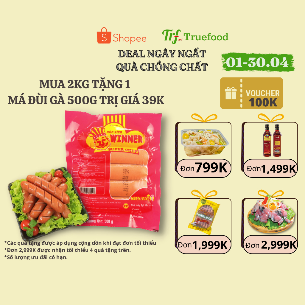 Xúc xích Winner 500g chiên, rán, thả lẩu, ăn vặt tự làm tại nhà ngon tiện [HN giao hỏa tốc]
