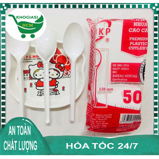 Muỗng nhựa trắng cao cấp 1 gói 50 cái