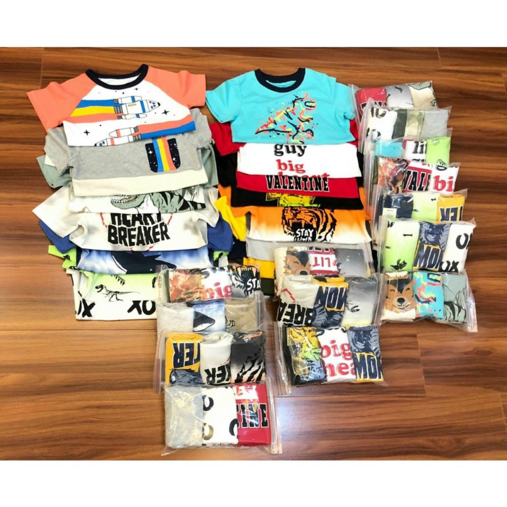 Áo phông cộc tay cotton hàng xuất dư bé trai  1-5 tuổi - sẵn hàng