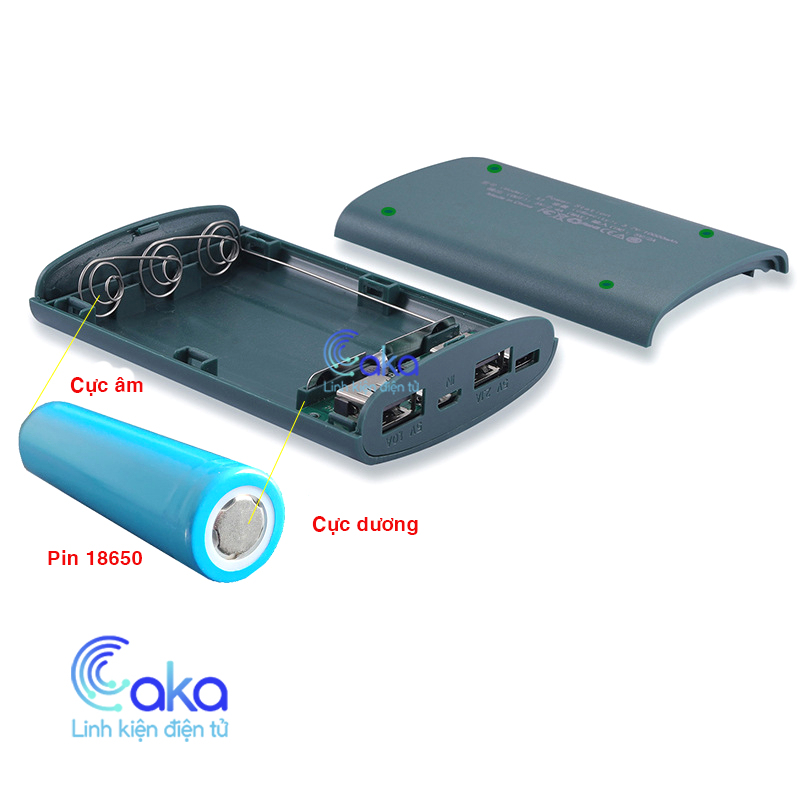 LKDT Box sạc pin dự phòng 3 Pin 18650 nhỏ gọn chưa bao gồm pin