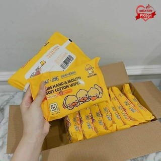 1 thùng 10 gói khăn ướt vịt vàng