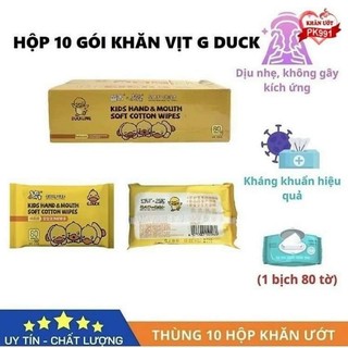 1 thùng 10 gói khăn ướt vịt vàng