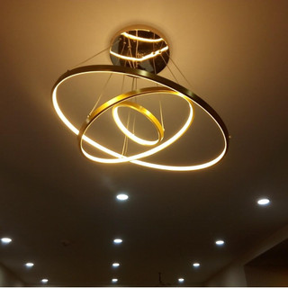 Đèn thả trần 3 vòng to OVANIA 40x60x80cm cao cấp 3 chế độ ánh sáng có điều khiển từ xa tiện dụng