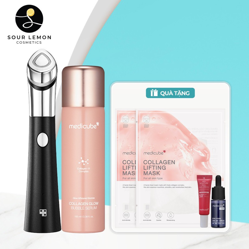 Set Da Căng Bóng Mướt( Thiết bị Booster H+ Deep Bubble serum) Medicube