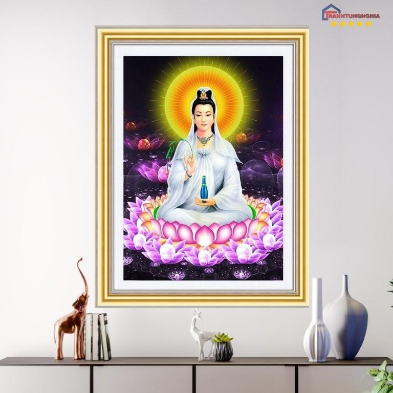 Tranh đính đá, tranh thêu chữ thập quan thế âm bồ tát