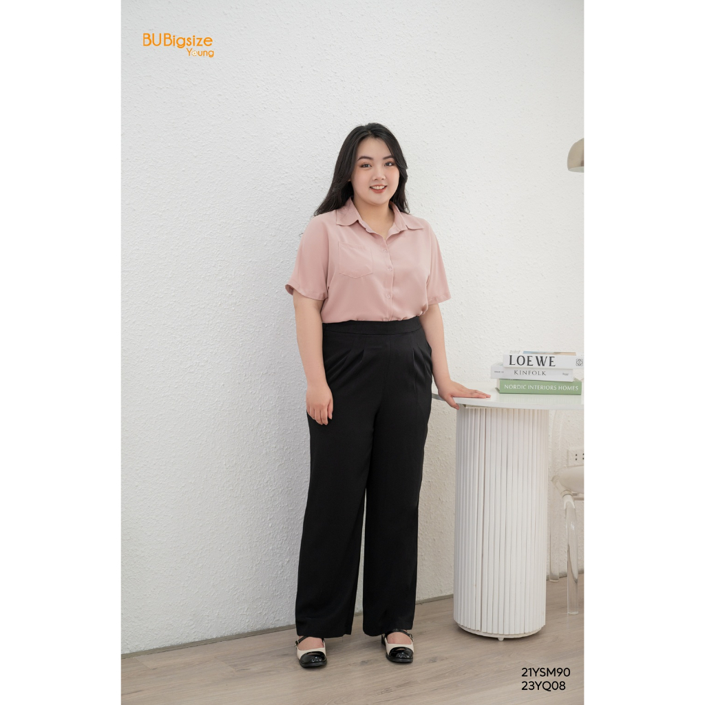 Quần cạp chun sau ống rộng BIGSIZE (55kg đến 95kg) - 23YQ08 - [BU Bigsize Young]