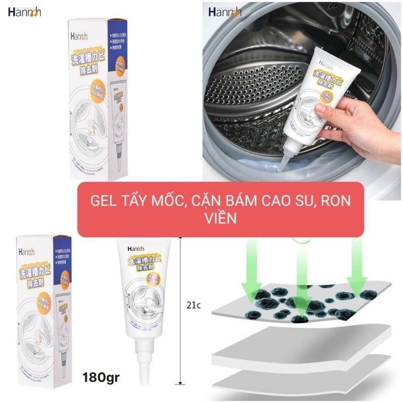 GEL TẨY MỐC, MẢNG BÁM RON CAO SU TỦ LẠNH, MÁY GIẶT... HANNAH SIÊU SẠCH