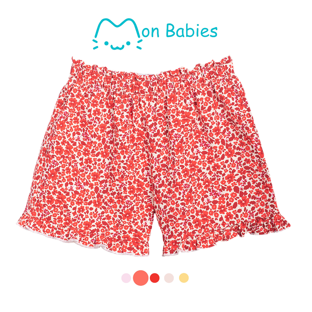 Quần cộc hè cho bé gái họa tiết hoa dễ thương, quần đùi cho bé gái chất cotton nhẹ mát, cho bé từ 2-6 tuổi QSBG23S05