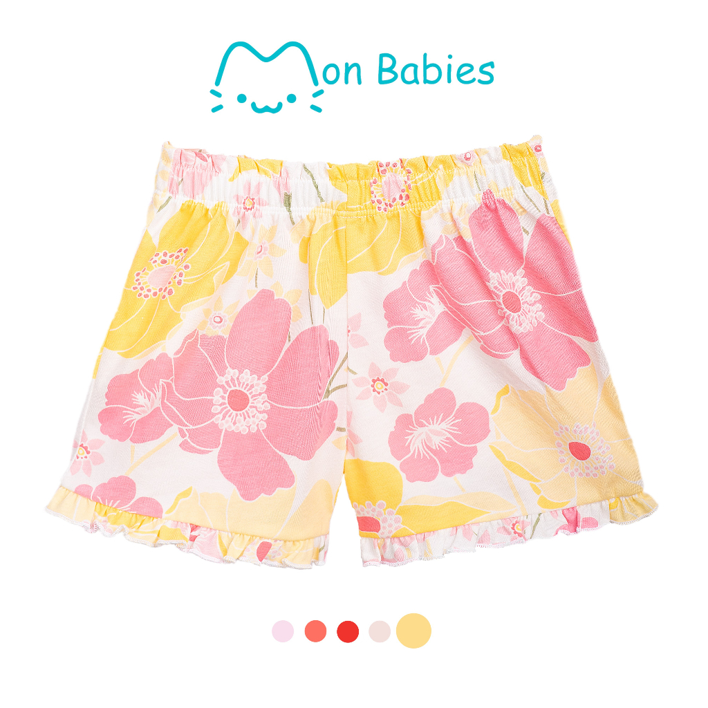 Quần cộc hè cho bé gái họa tiết hoa dễ thương, quần đùi cho bé gái chất cotton nhẹ mát, cho bé từ 2-6 tuổi QSBG23S05