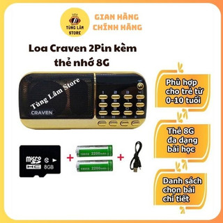 Combo loa craven cr-836s ,loa tắm ngôn ngữ, nghe tiếng anh cho bé, đài fm, kết nối thẻ nhớ, usb kèm thẻ nhớ 8g