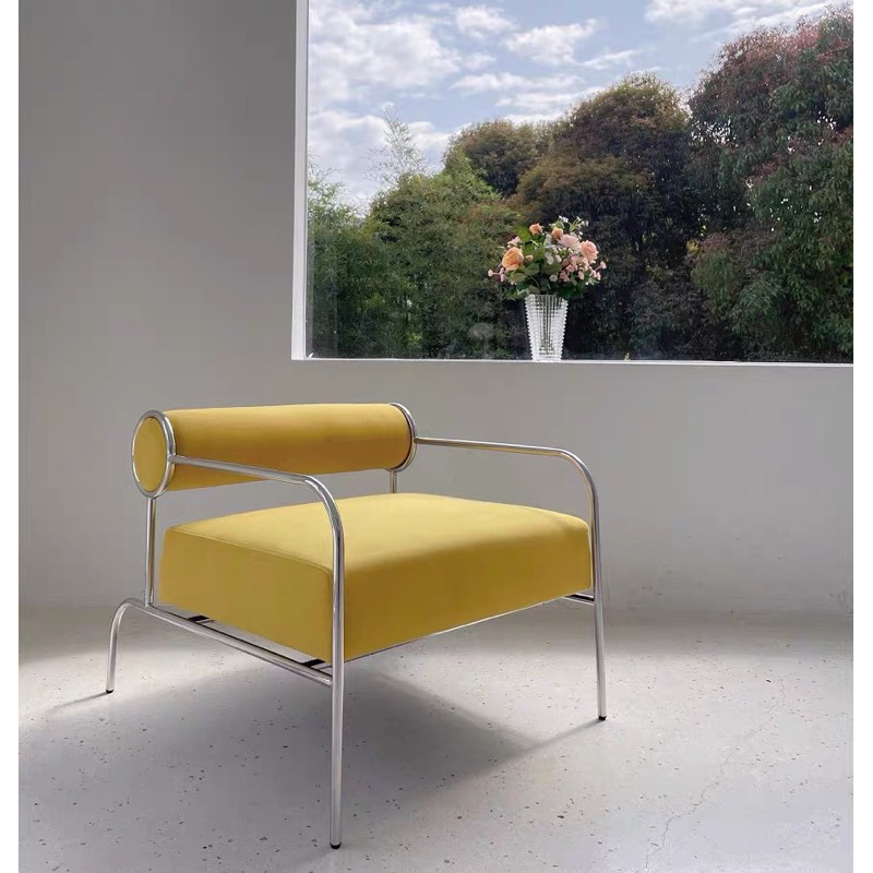 Ghế đơn thiết kế kiểu Bắc Âu bằng thép không gỉ trang trí phòng khách, quán cafe, studio