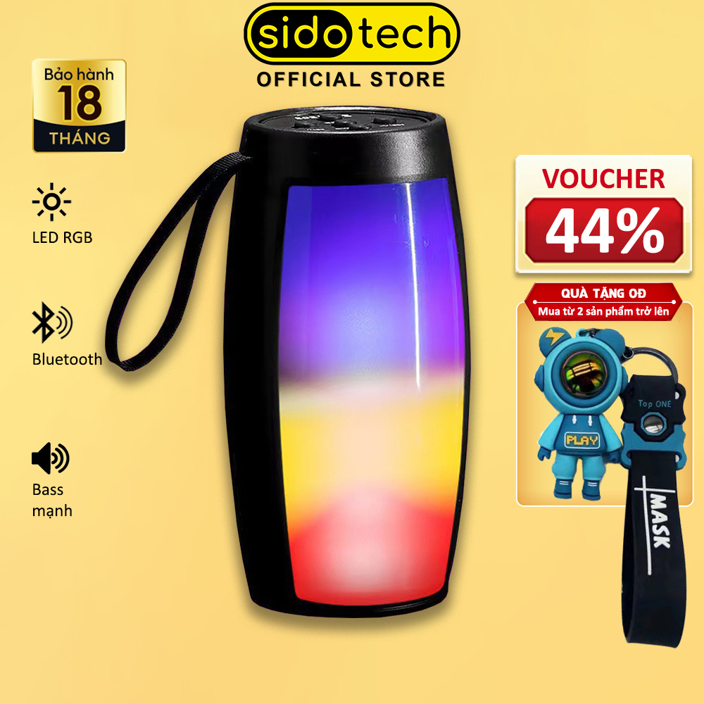 Loa bluetooth không dây mini SIDOTECH 211 bass mạnh âm thanh vòm LED RGB rực rỡ cho điện thoại laptop để bàn