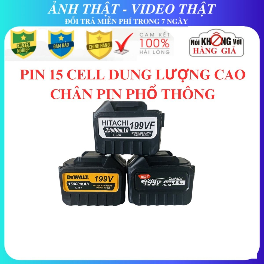 Pin 15 cell cao cấp lõi pin xám - Pin Máy khoan - Pin máy siết bulong - Pin máy mài
