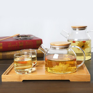 Bộ bình lọc trà thủy tinh kèm 4 ly,ấm chén trà thủy tinh có lõi lọc chịu nhiệt 1000ml
