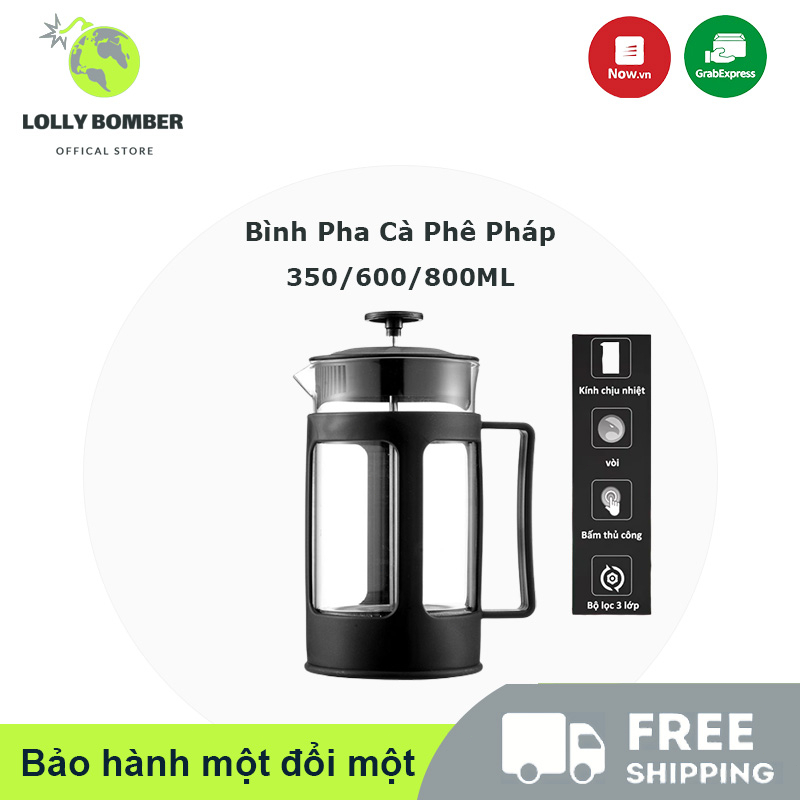 Bình pha cafe,Bình pha cà phê Máy ép kiểu Pháp Máy lọc trà dung tích350ml/600/800ml máy pha cà phê french press