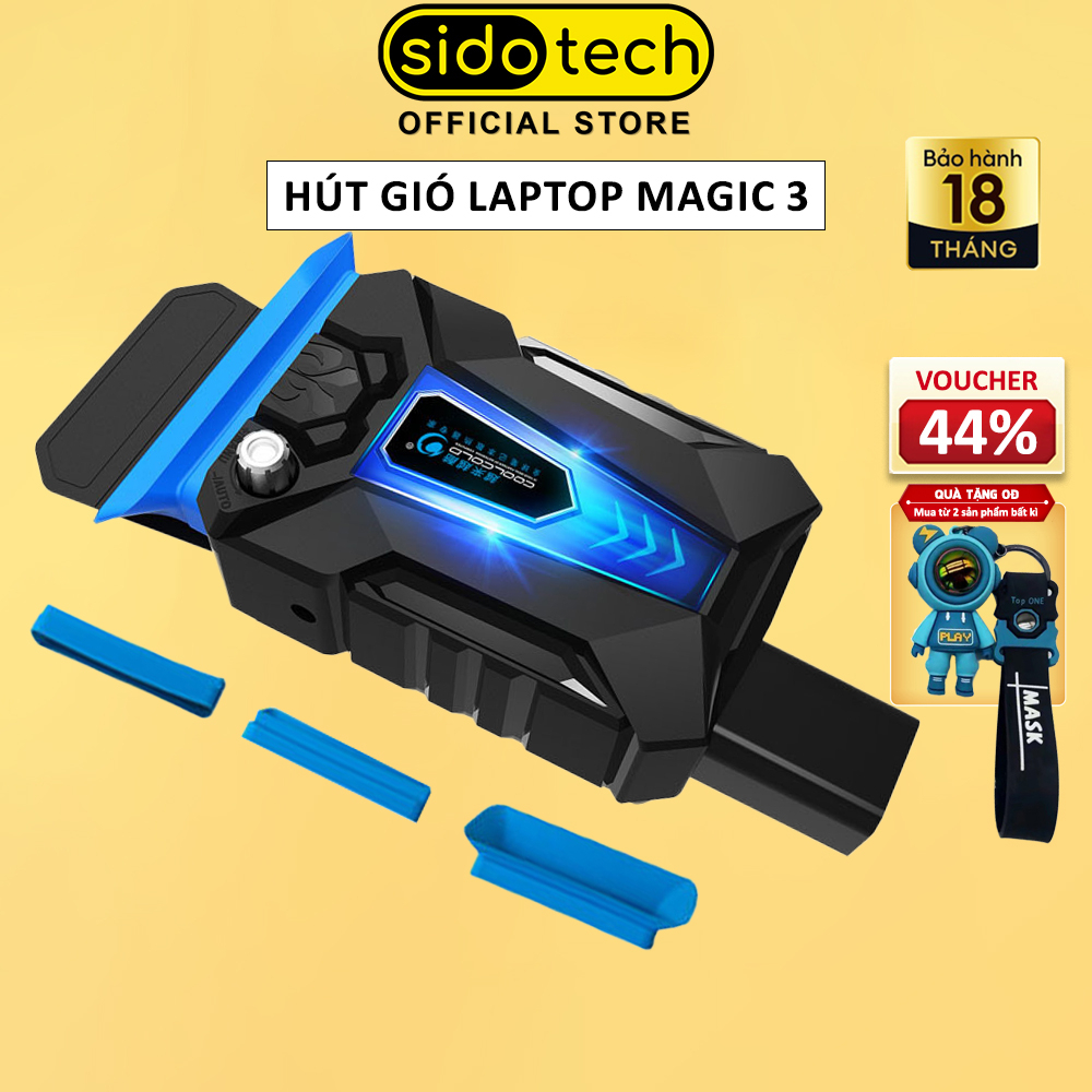 Hút gió tản nhiệt laptop SIDOTECH MAGIC 3 mini thiết kế nhỏ gọn làm mát máy tính nhanh trang bị ống giảm thanh chống ồn