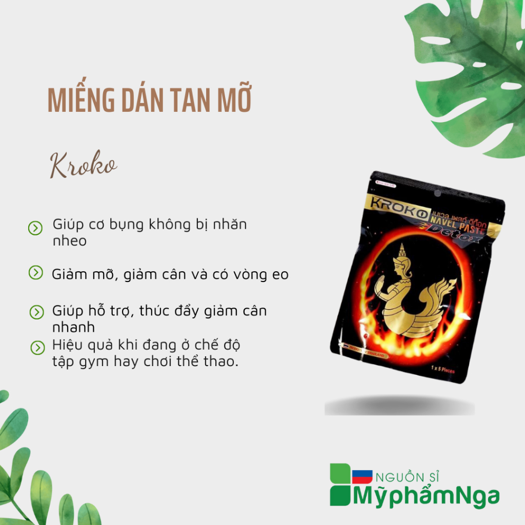 Miếng Dán Detox Tan Mỡ Bụng Kroko Thái Lan
