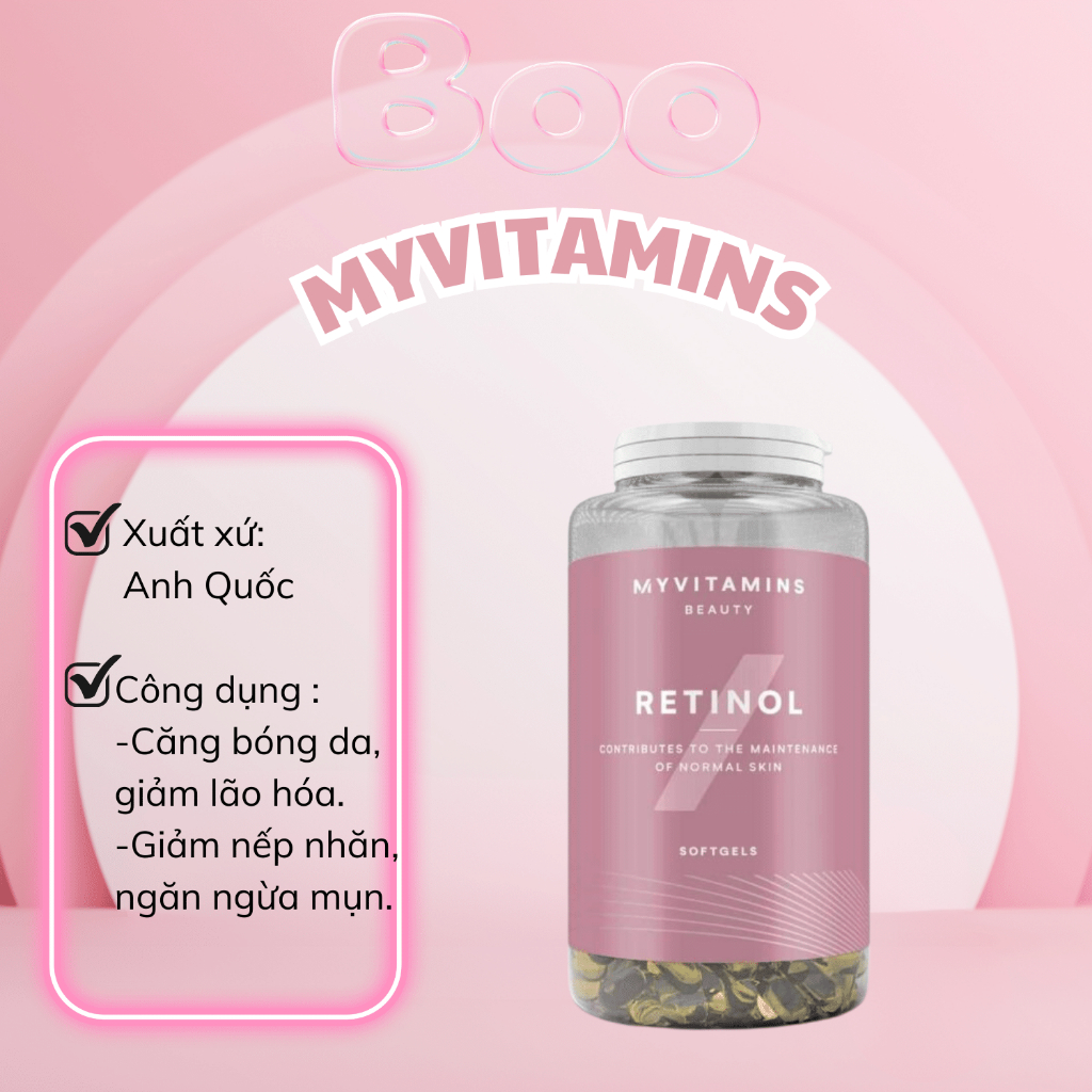 Viên uống Retinol Myvitamins Beauty 30 viên UK
