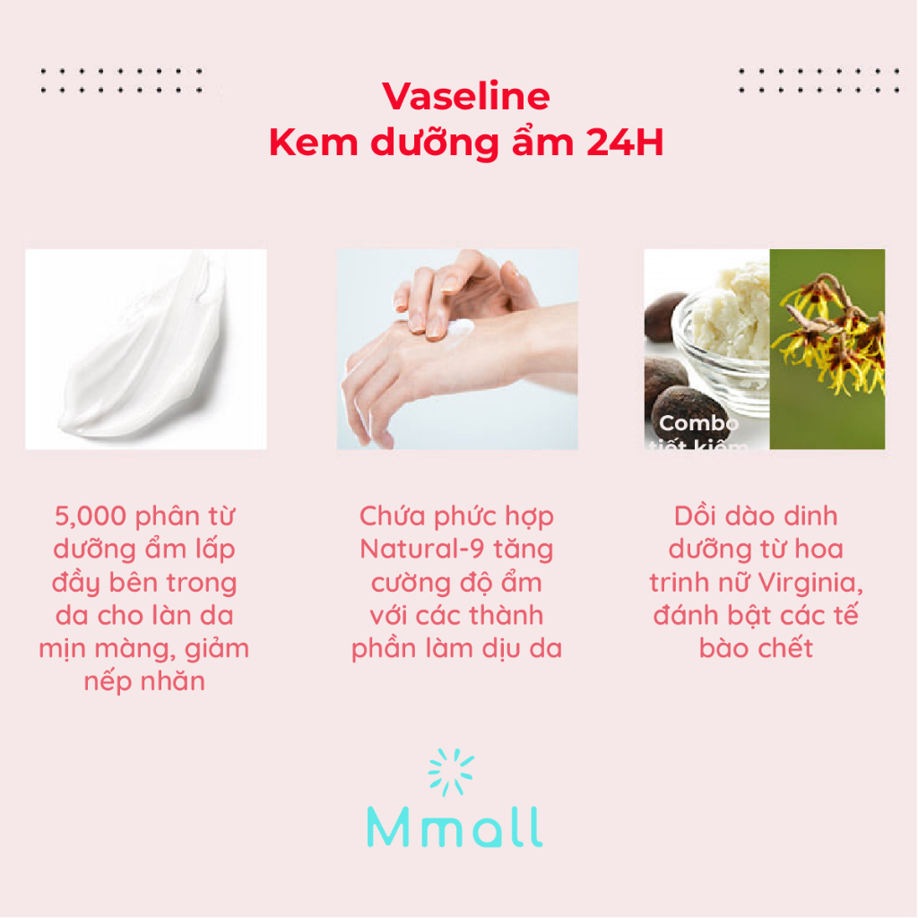 Kem Dưỡng Da Tay & Móng giúp da mịn màng Vaseline 24h Deep Moisture Hand & Nail Cream