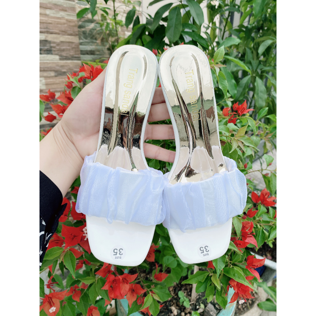 Gìay cao gót quai nhún đế trong suốt 7.5cm