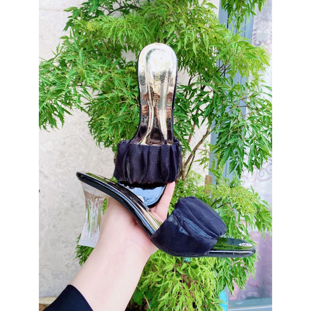 Gìay cao gót quai nhún đế trong suốt 7.5cm