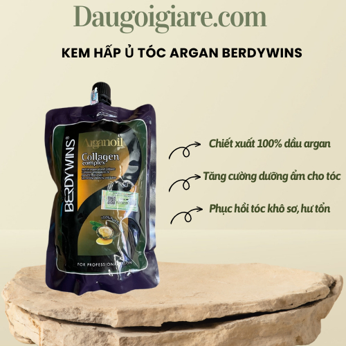 Kem ủ tóc BERDYWINS 500ML phục hồi tóc hư tổn siêu mềm mượt triết xuất từ AGAN OIL Chuyên dụng cho Salon