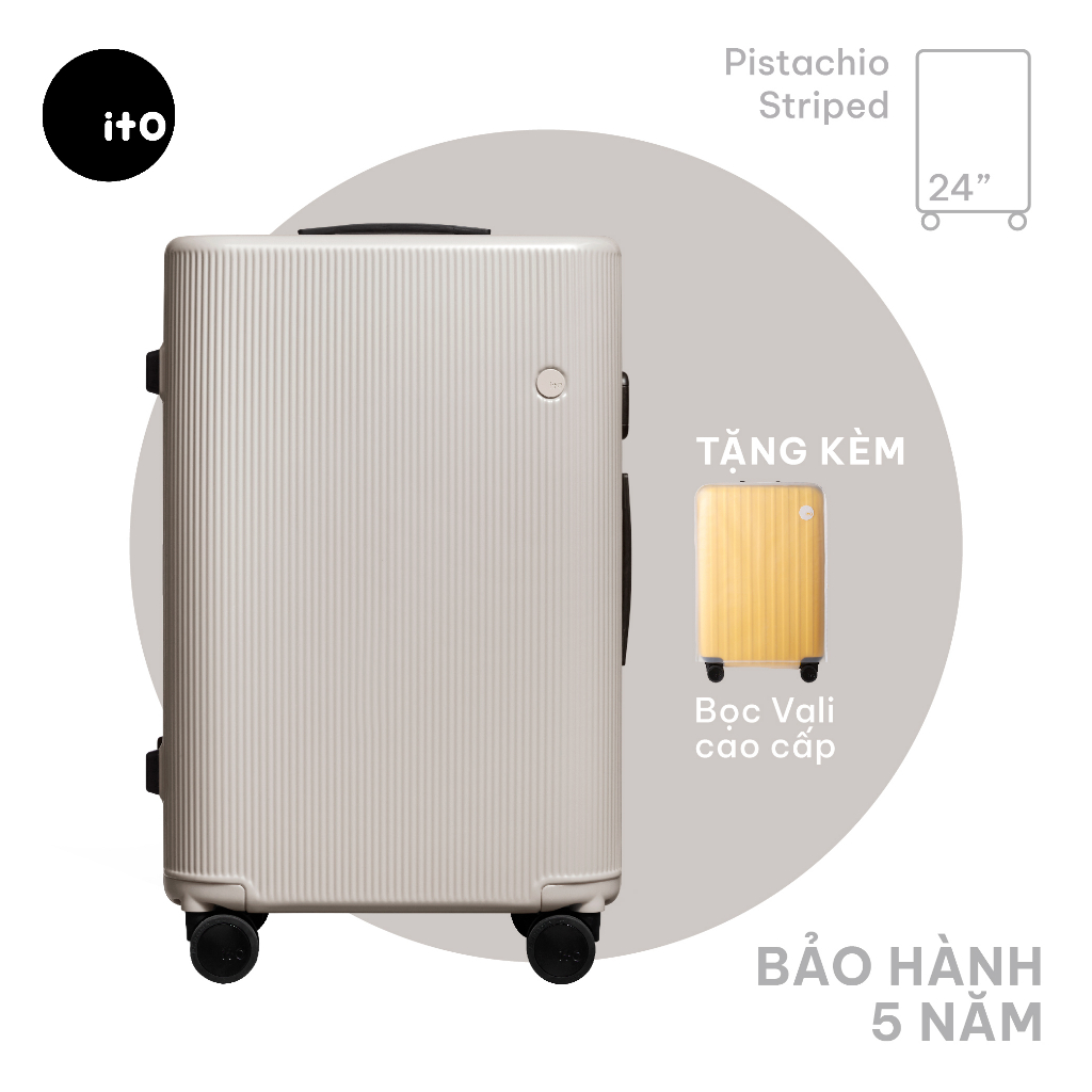 Vali ký gửi ITO Pistachio Stripe 24-inch (61 cm) Lightweight Hard Shell khóa TSA