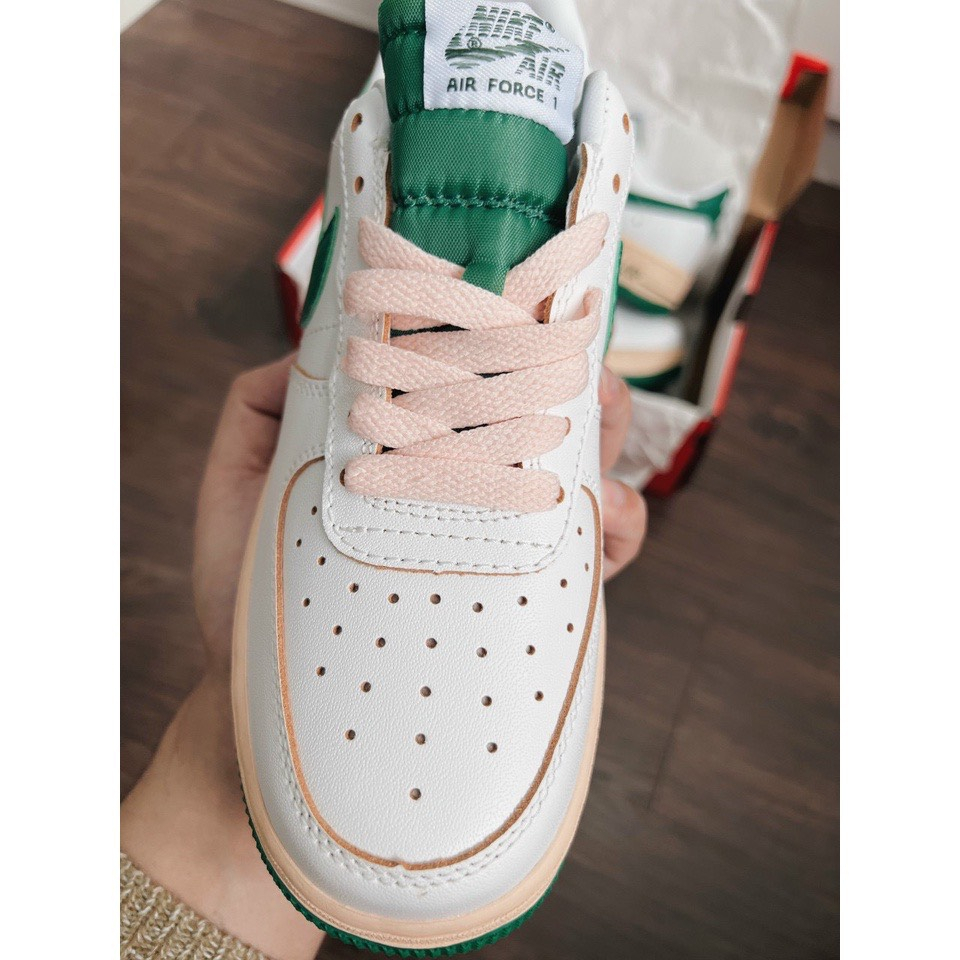 Giày thể thao nam nữ AF1 vệt xanh lá đế kem full box hot trend_AF1 vintage green_AF1 xanh vàng siu cấp
