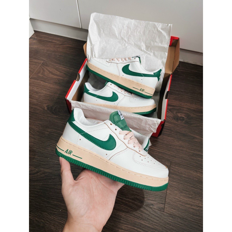 Giày thể thao nam nữ AF1 vệt xanh lá đế kem full box hot trend_AF1 vintage green_AF1 xanh vàng siu cấp