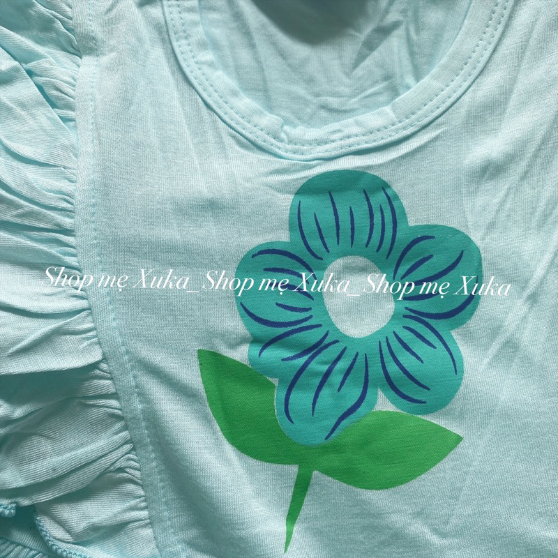 Váy bèo vai bé gái thun lạnh in hoa