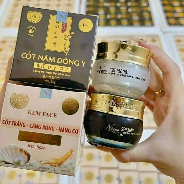 Bộ Kem Face Cốt nám Đông Y Nicos + Kem Cốt trắng nâng cơ Nicos Beauty